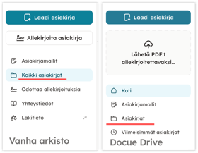 Vanha arkisto vs Docue Drive